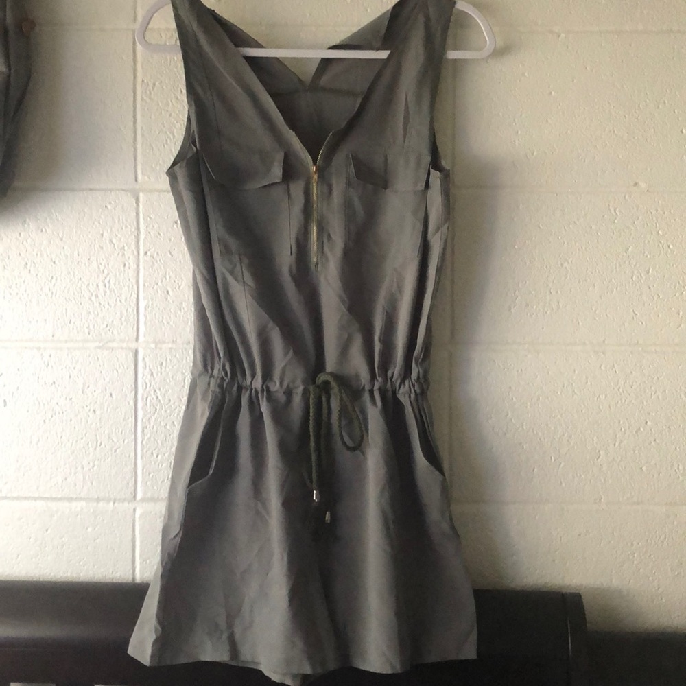 Olive green utility romper